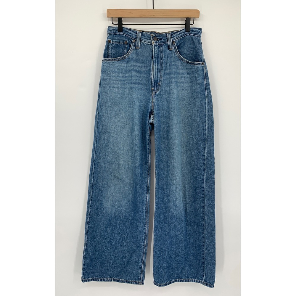 Levis Cinch Baggy Jeans Women 27 Blue Wide Leg Medium Wash Cotton Denim Pants